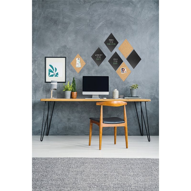 Securit Diamond silhouette chalkboard and pinboard, 7 pieces, including pins and chalk marker